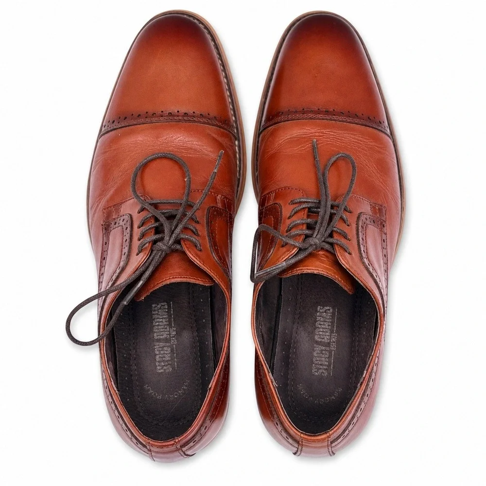 Stacy Adams Dickinson Mens 8M Brown Leather Cap Toe Oxford Dress Shoes 25066-221